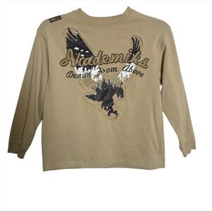 Vintage Y2K  Akademiks Kids tan brown Long Sleeve logo Eagle Shirt size 7